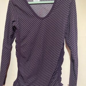 Athleta Dark Purple Long Sleeve Top with White Dots
